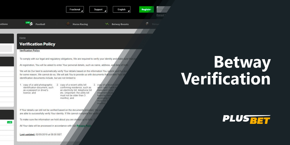 After registering at Betway, players from India need to verify their account