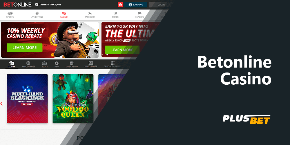 In the BetOnline casino section you will see games to choose from