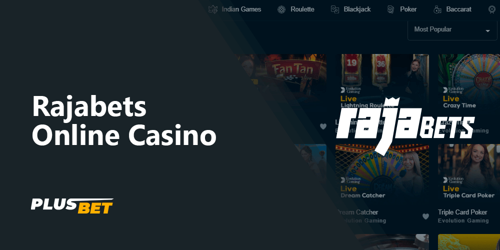 Rajabets online casino games selection