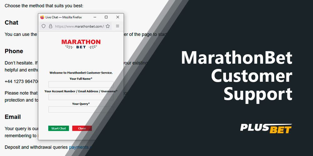 MarathonBet 24/7 support and all available ways of communication