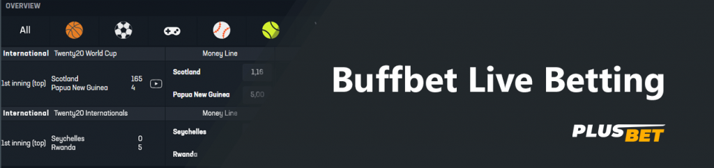 Buffbet live betting allows you to bet in real time on the events that are happening now