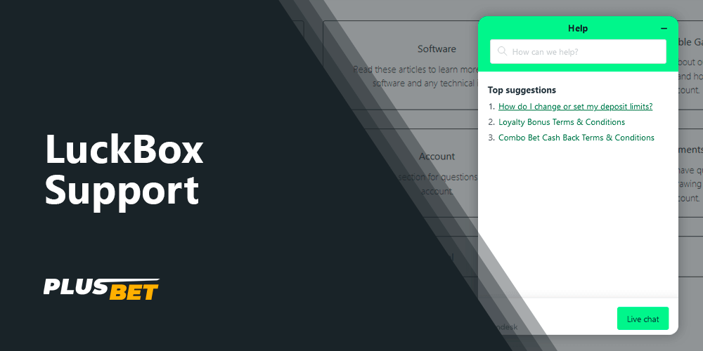 Several ways to contact the support of the LuckBox bookie