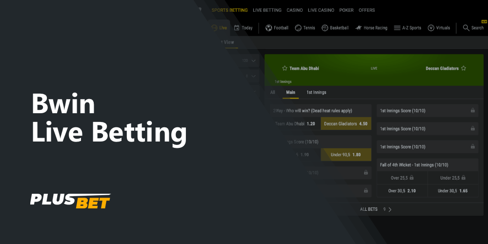 Bwin allows you to bet in real time on events that are happening right now