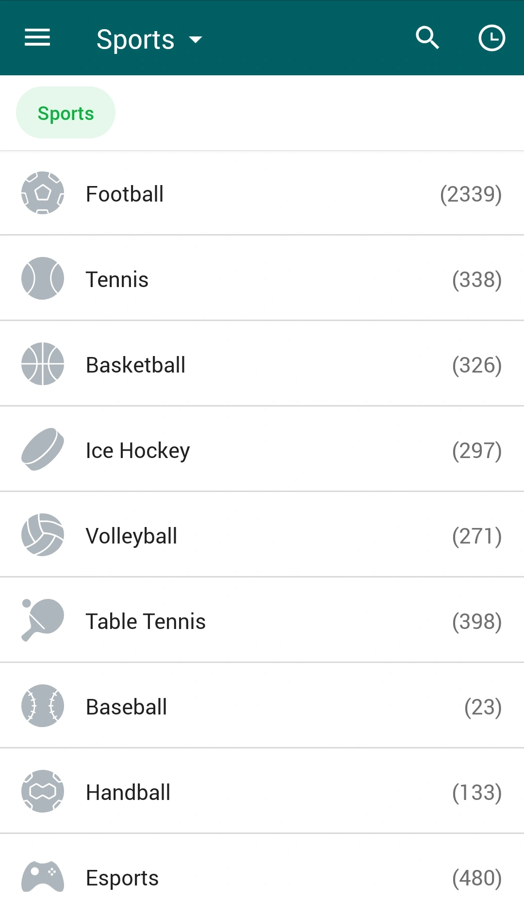 List of available sports disciplines