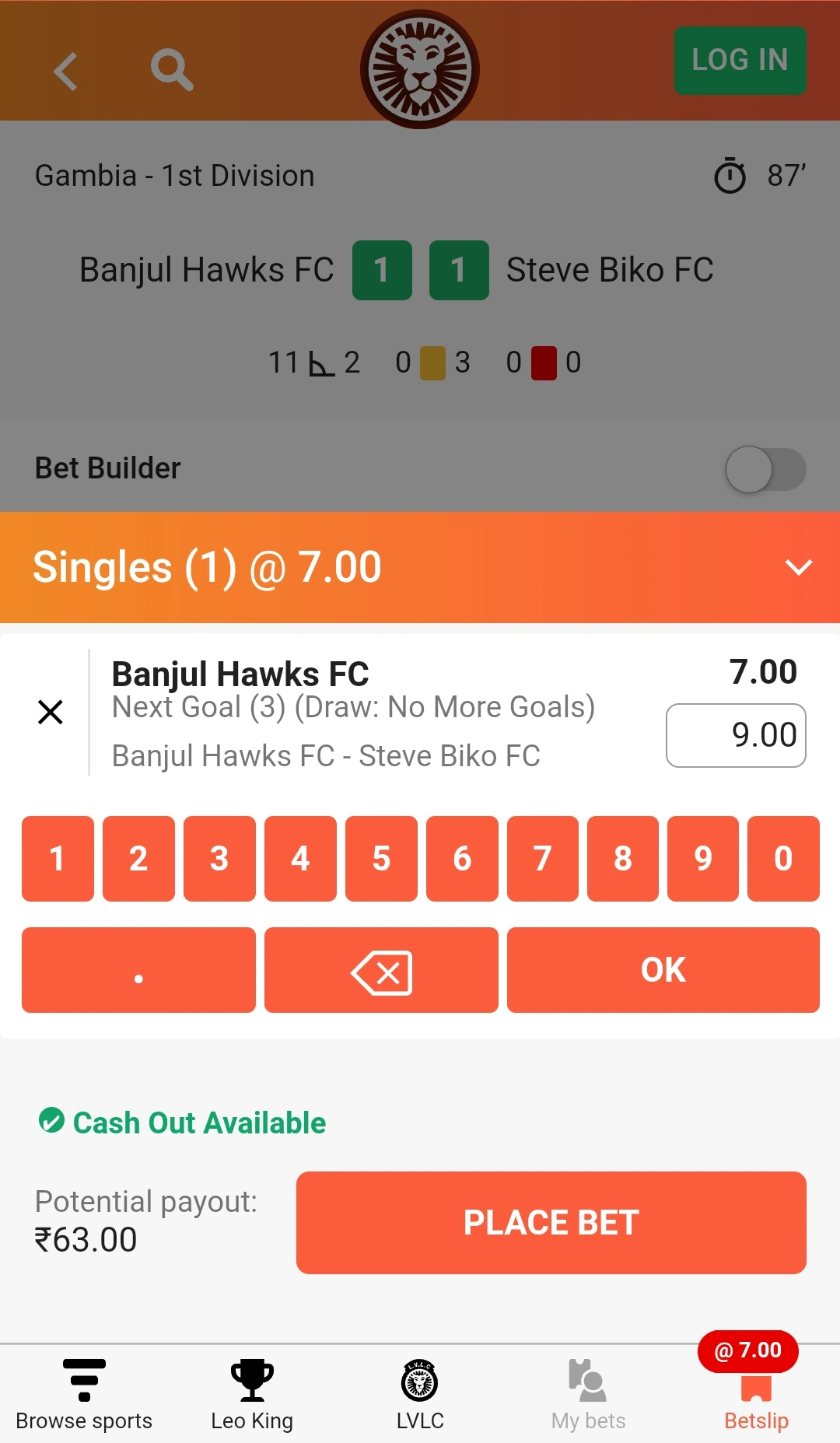 How to bet in a mobile app