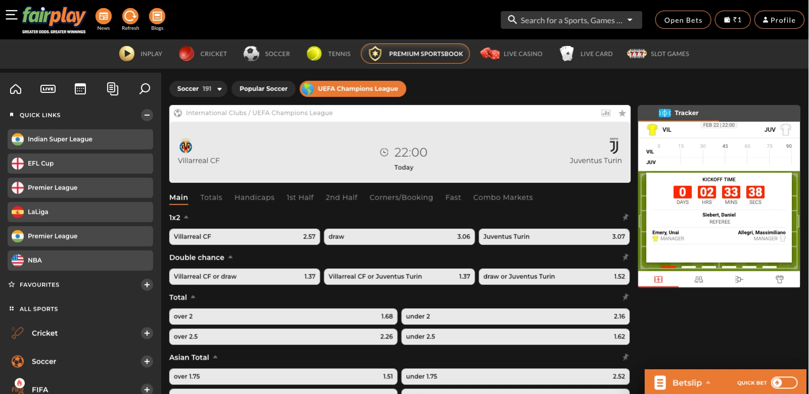 match details and odds