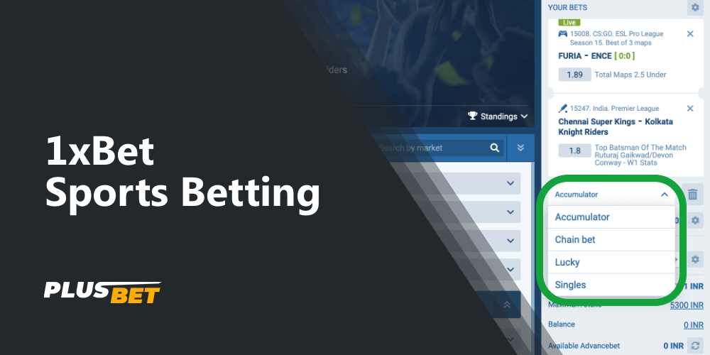 List of types of sports betting at 1xbet