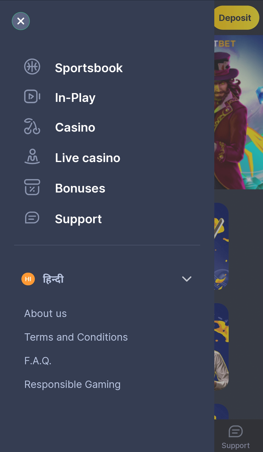 bettilt app main menu