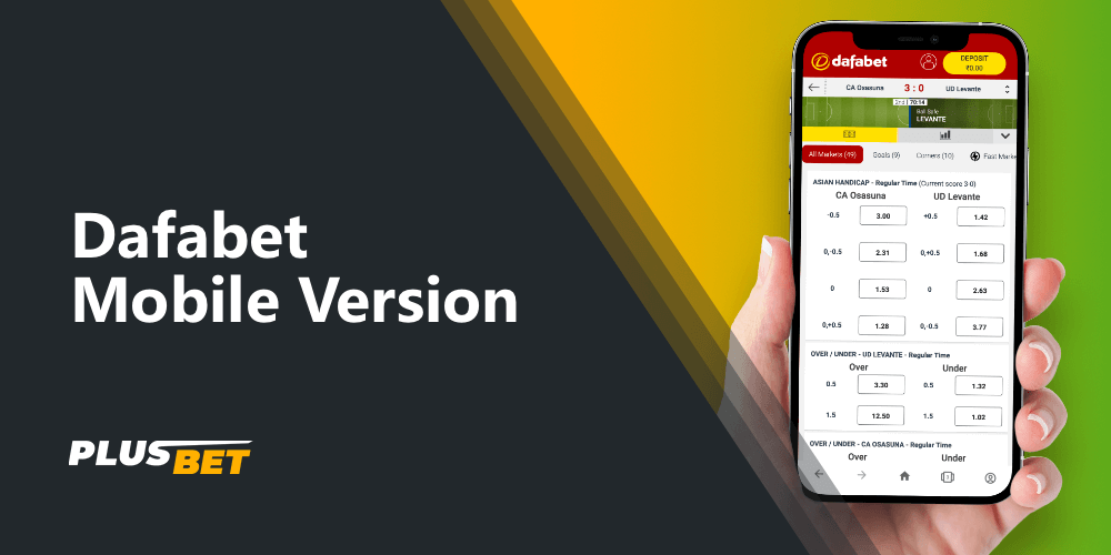 Dafabet bookie has an adaptive version for mobile devices