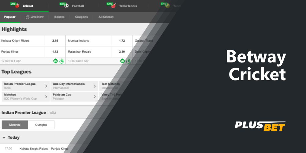 Cricket betting with betway betting company