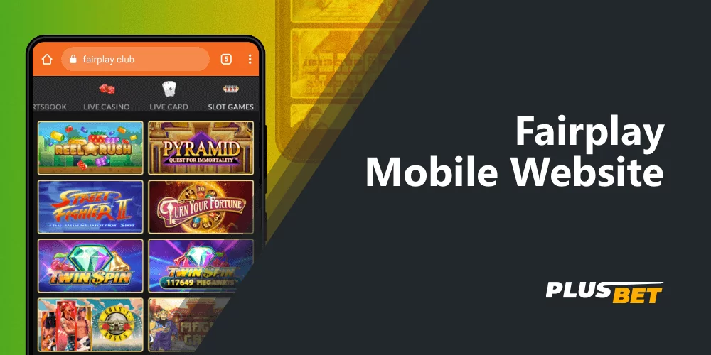 the mobile version of the fairplay website is almost identical to the app