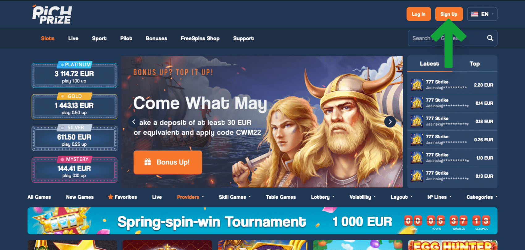 1 step how to reg richprize