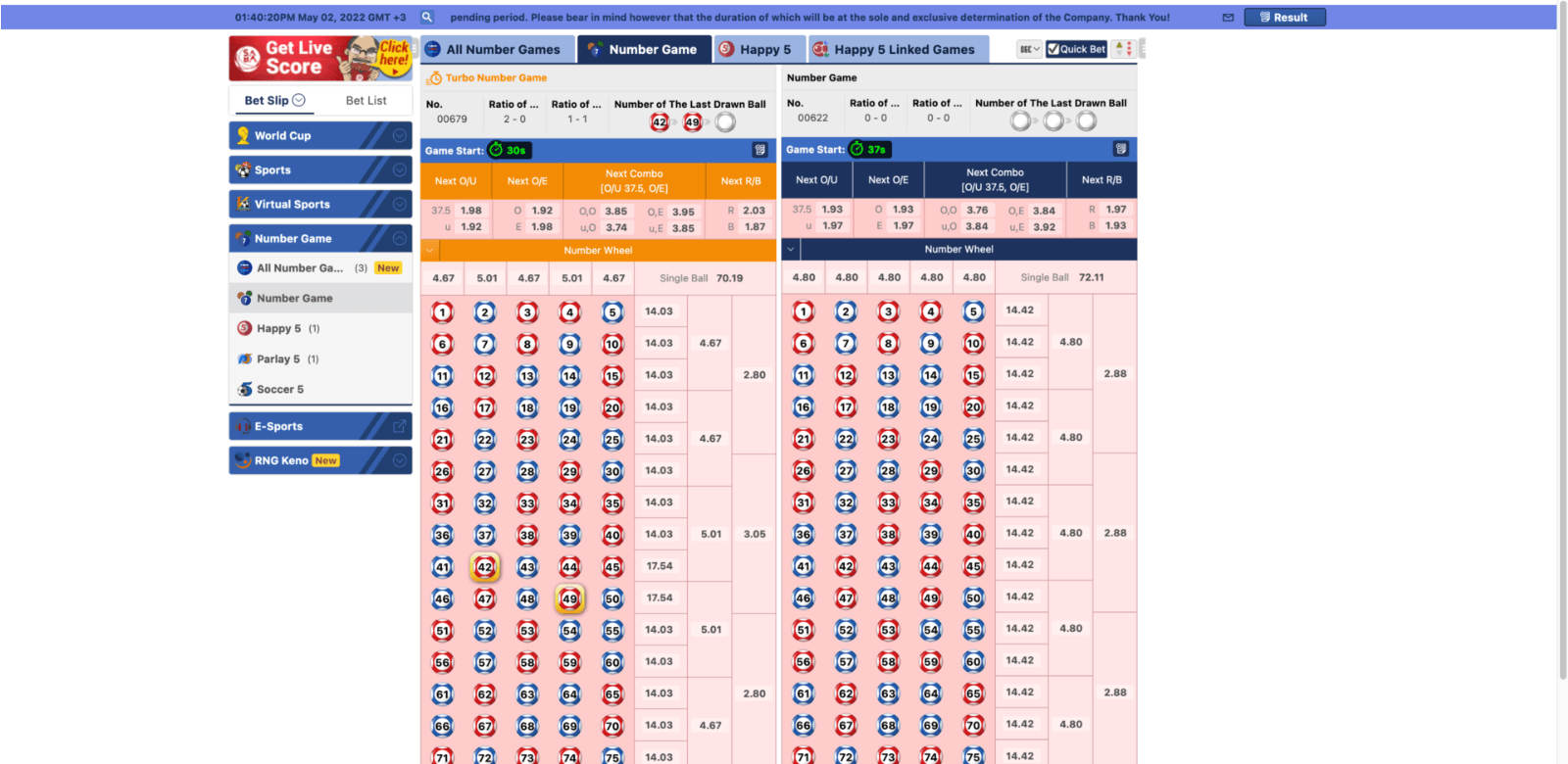 lottery tab on crickex