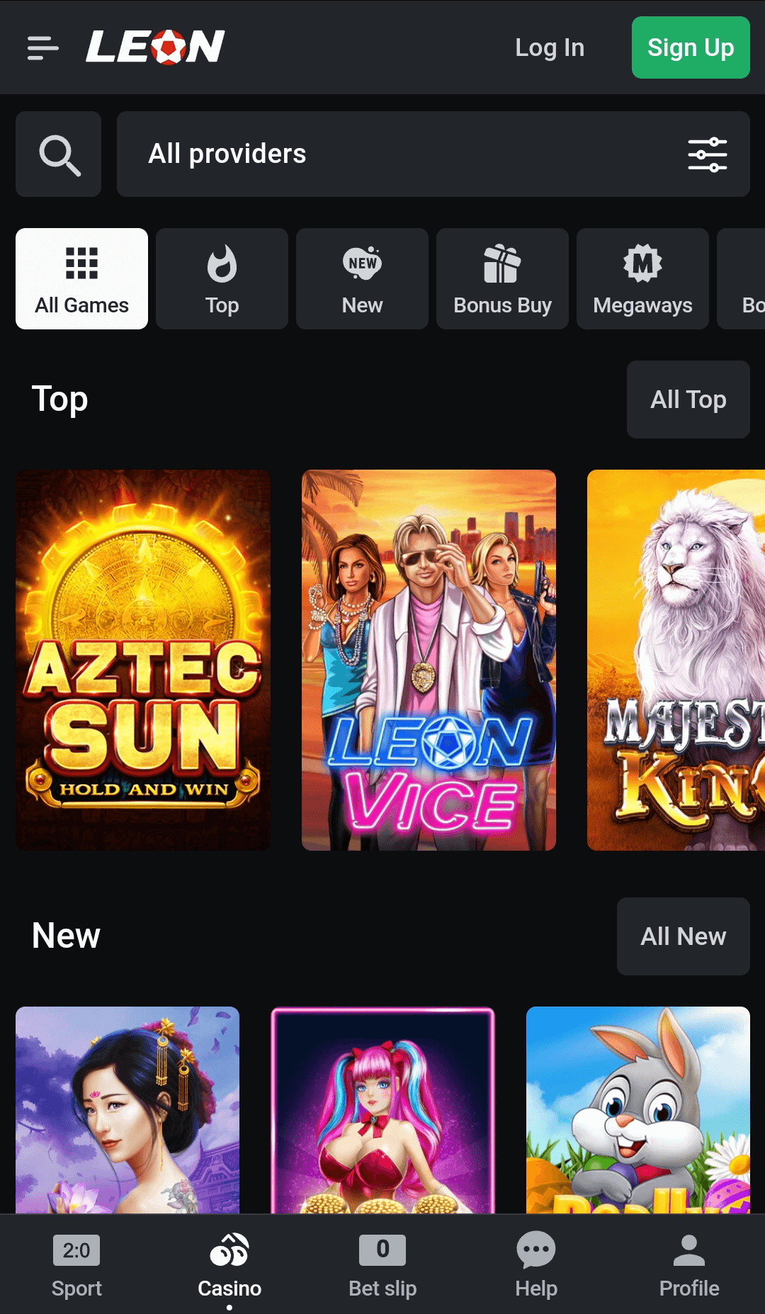 Slots in the Leon Bet mobile app