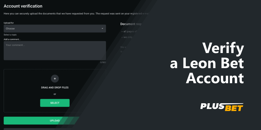Uploading documents to verify a Leon Bet client