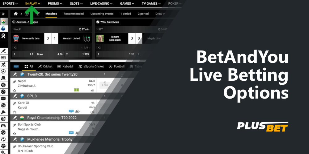 live betting BetAndYou allows players to bet on events in real time