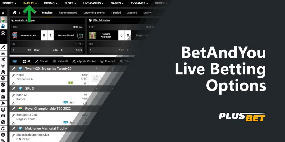 live betting BetAndYou allows players to bet on events in real time