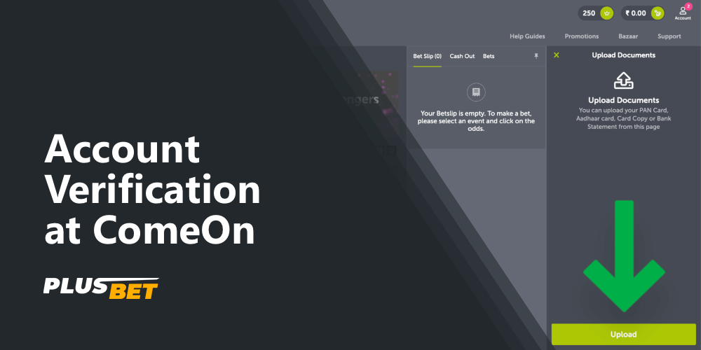 Form for uploading documents for ComeOn client verification
