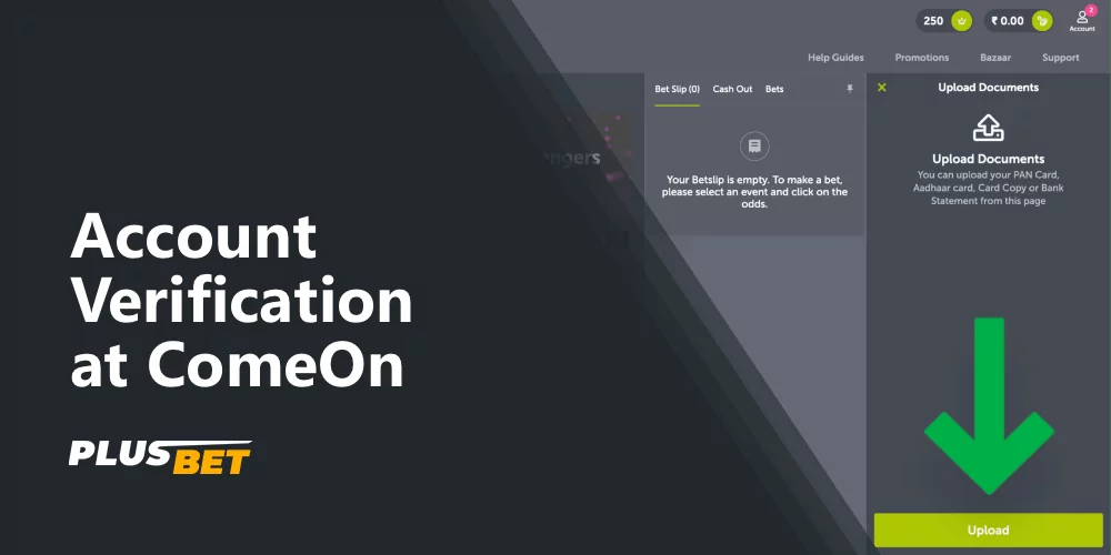 Form for uploading documents for ComeOn client verification