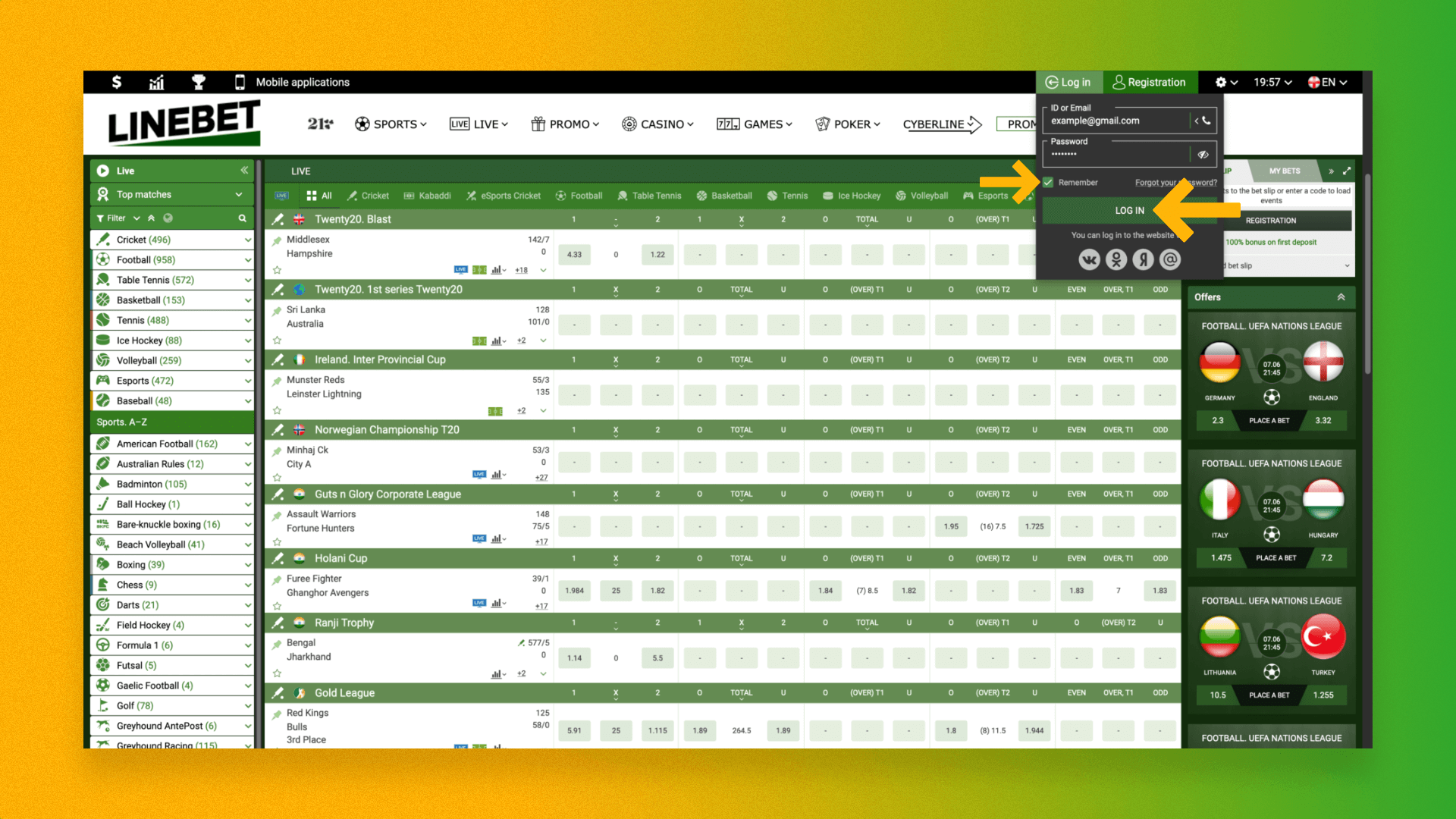 Logging in to Linebet's personal cabinet from a computer