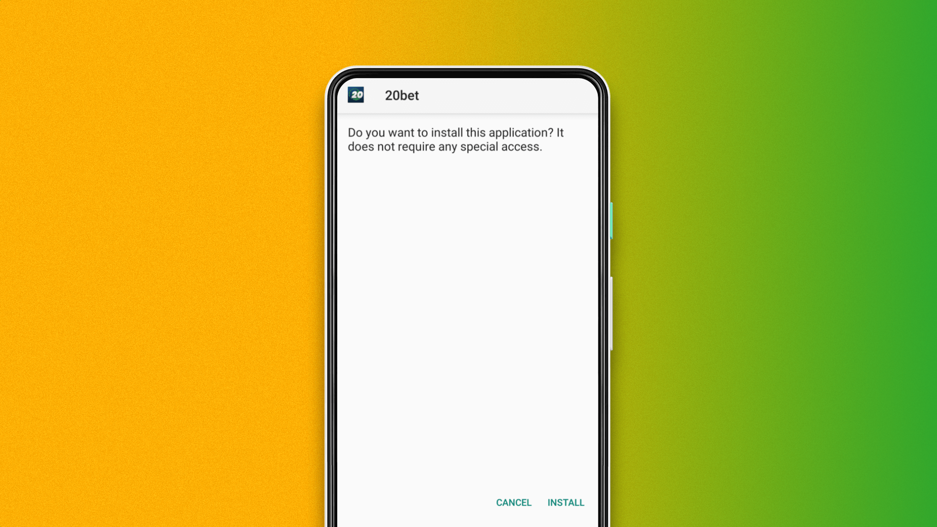 The process of installing the 20Bet app on Android