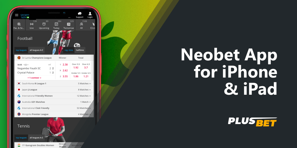 The free sports betting Neobet app for iOS