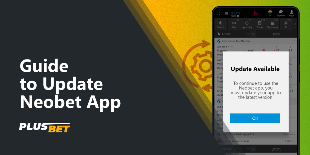 Update the Neobet app for correct operation