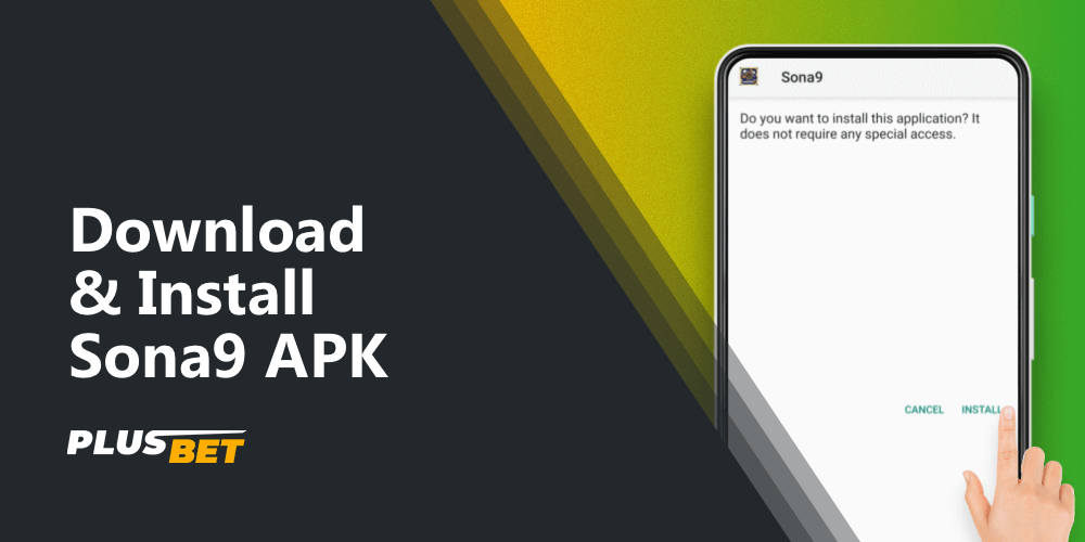 The process of installing the Sona9 app on an Android smartphone
