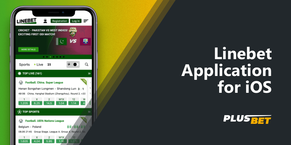 Mobile version of Linebet website on iPhone