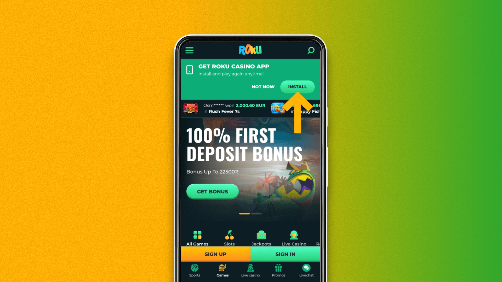 The mobile version of the Rokubet website