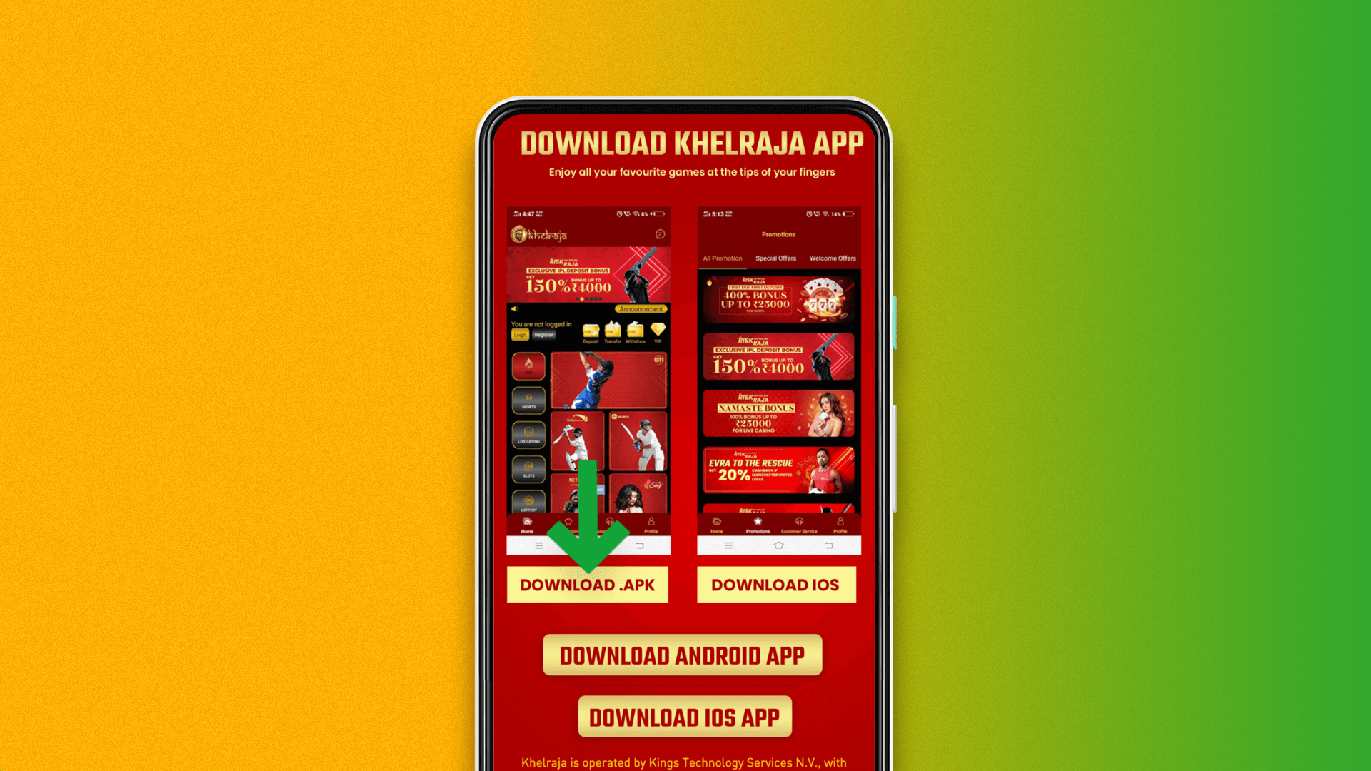 A section with Khelraja mobile apps