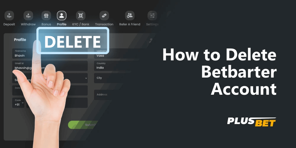 Deleting a user account on the Betbarter site