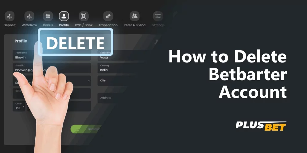 Deleting a user account on the Betbarter site
