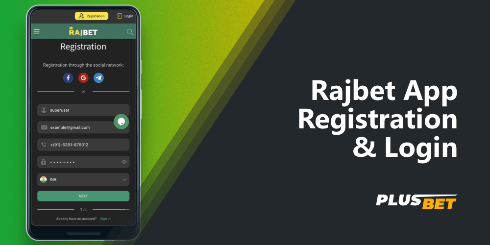 Registering a new Rajbet customer in the mobile app