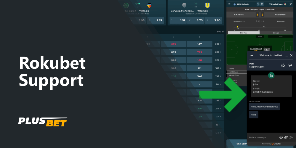 Online chat with Rokubet support