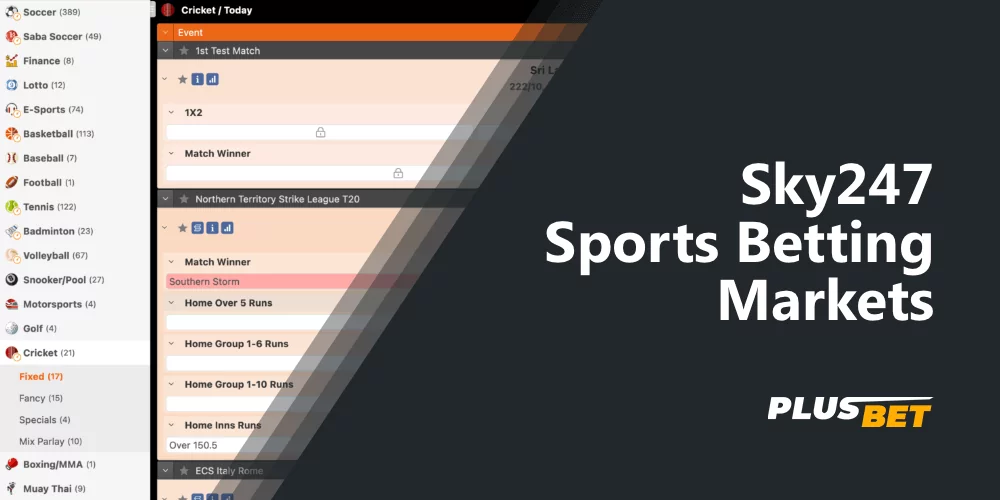 List of available sports disciplines on which you can bet at Sky247