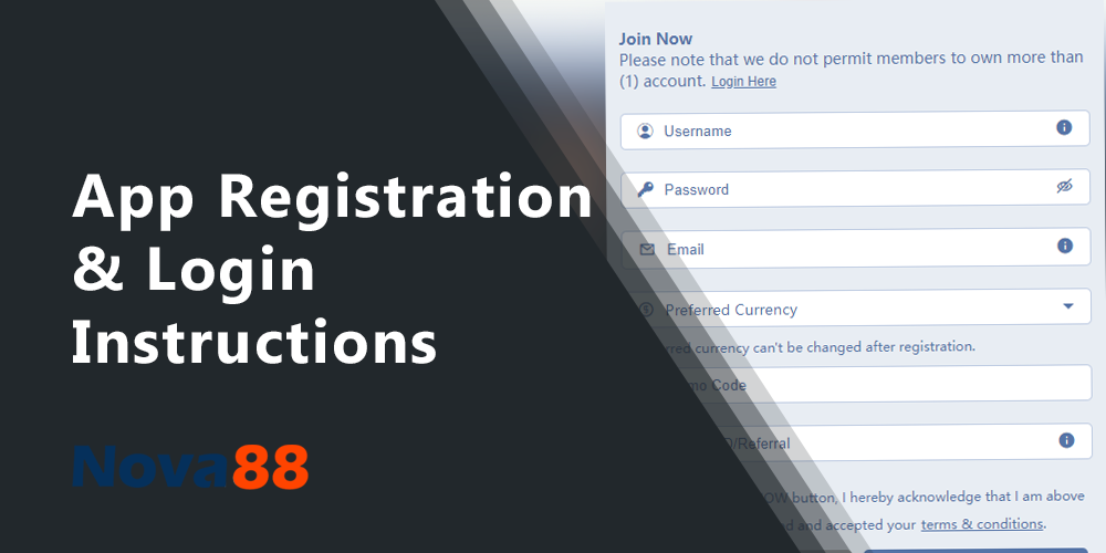 How to create a new account and log in from the Nova88 mobile app