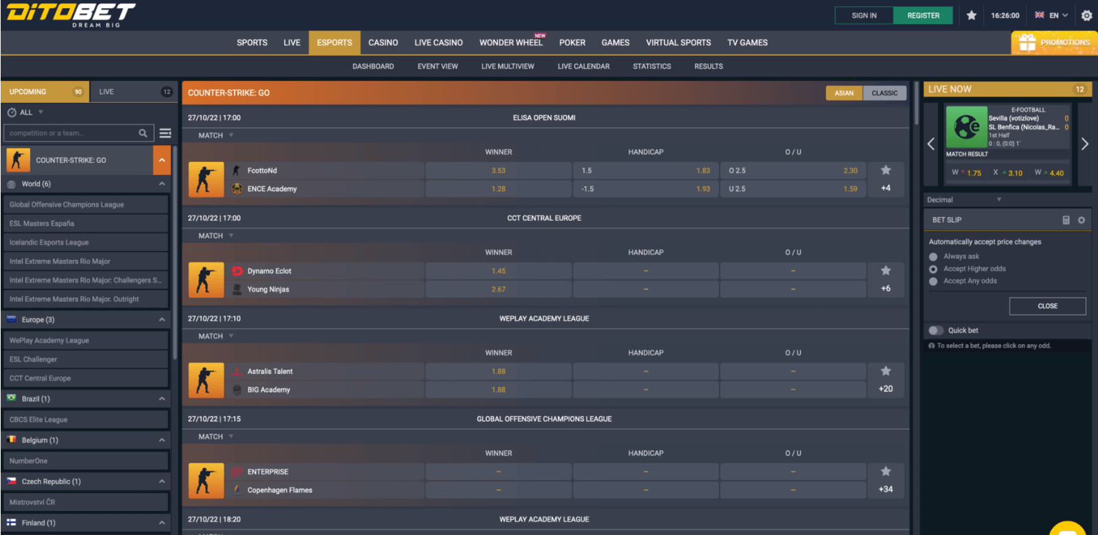 Betting on cybersports at Ditobet India