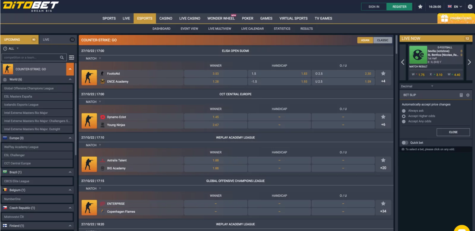Betting on cybersports at Ditobet India