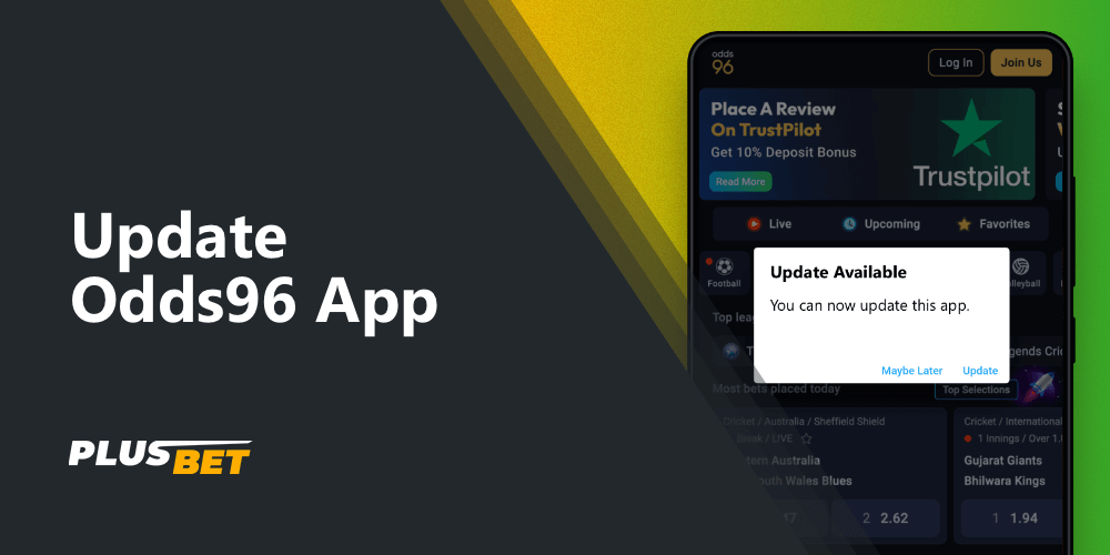 The Odds96 app is updated as a new version becomes available