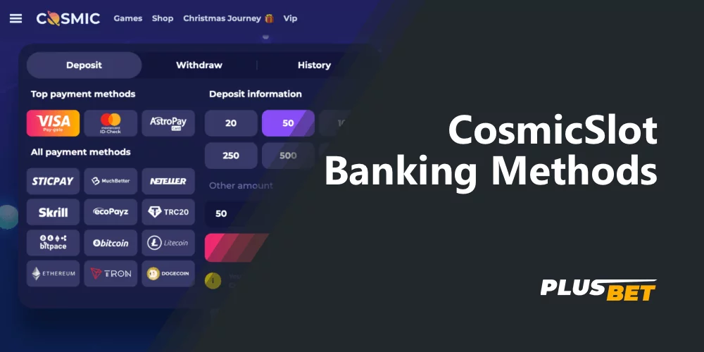 For the convenience of users from India in KosmicSlot is available a variety of payment options