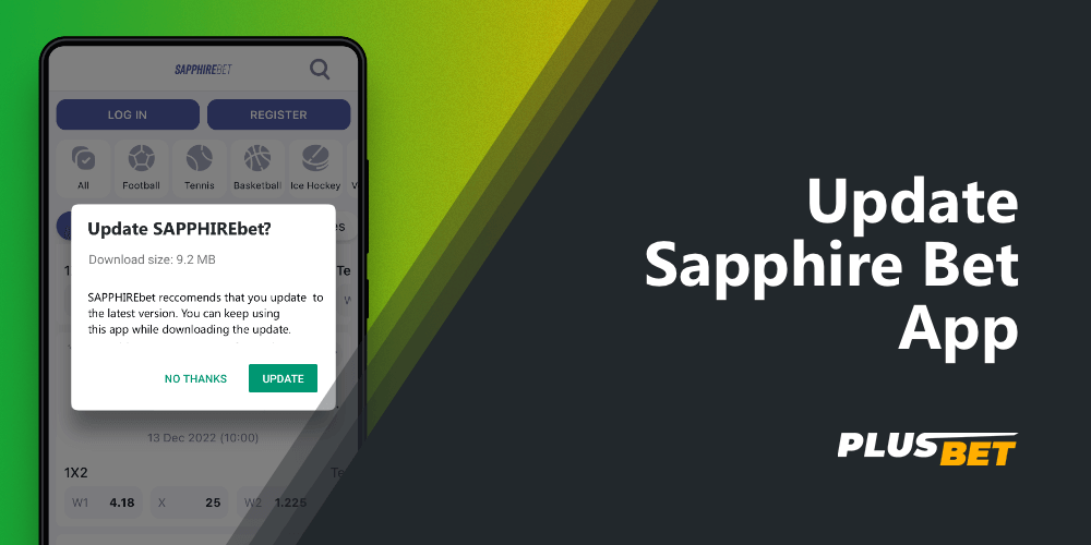 The SapphireBet app needs to be updated for it to work correctly