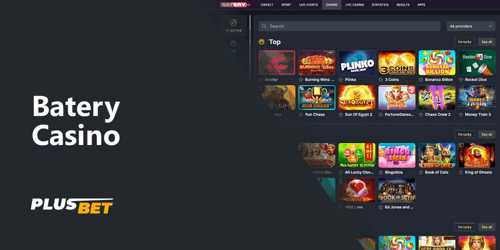 At Batery Casino, hundreds of exciting games are available to registered Indian users