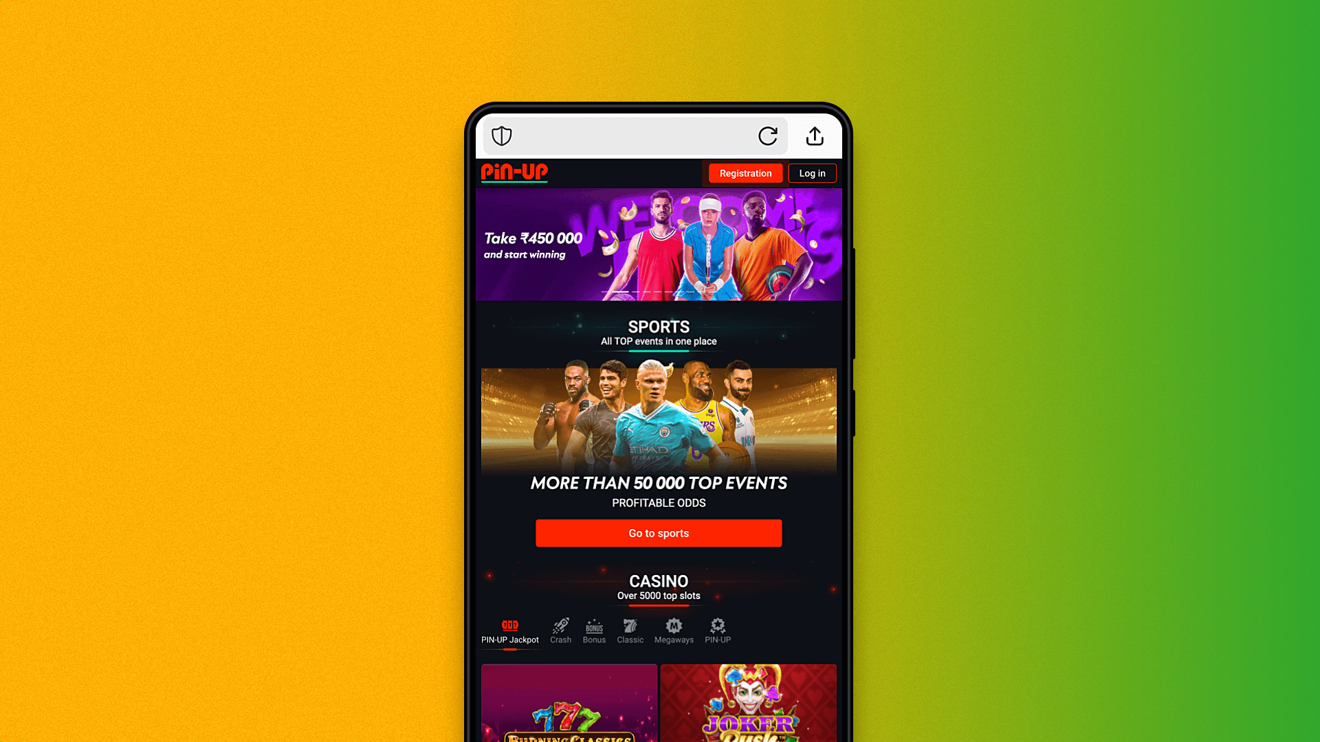 mobile version of the pinup betting company website