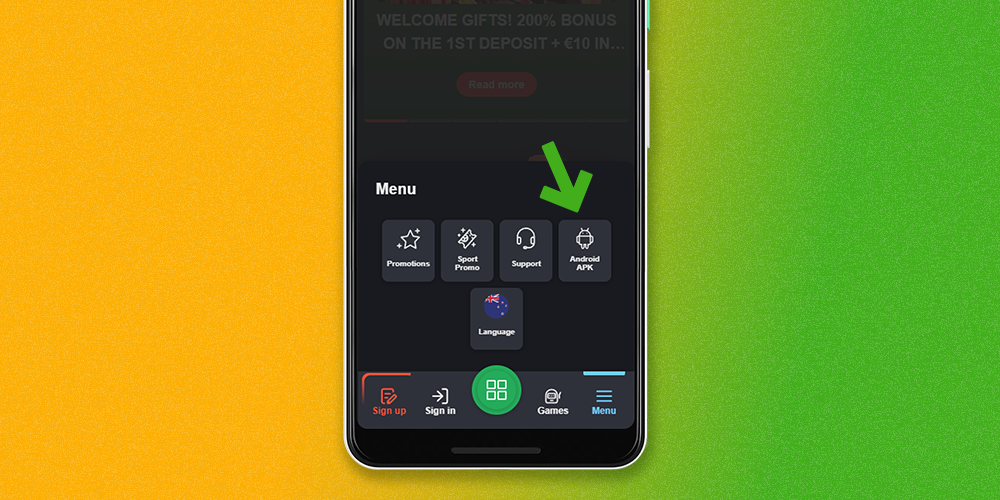Go to the menu on the Bons website and find the download button for the app and click it