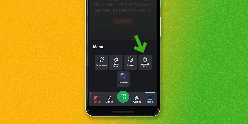 Go to the menu on the Bons website and find the download button for the app and click it