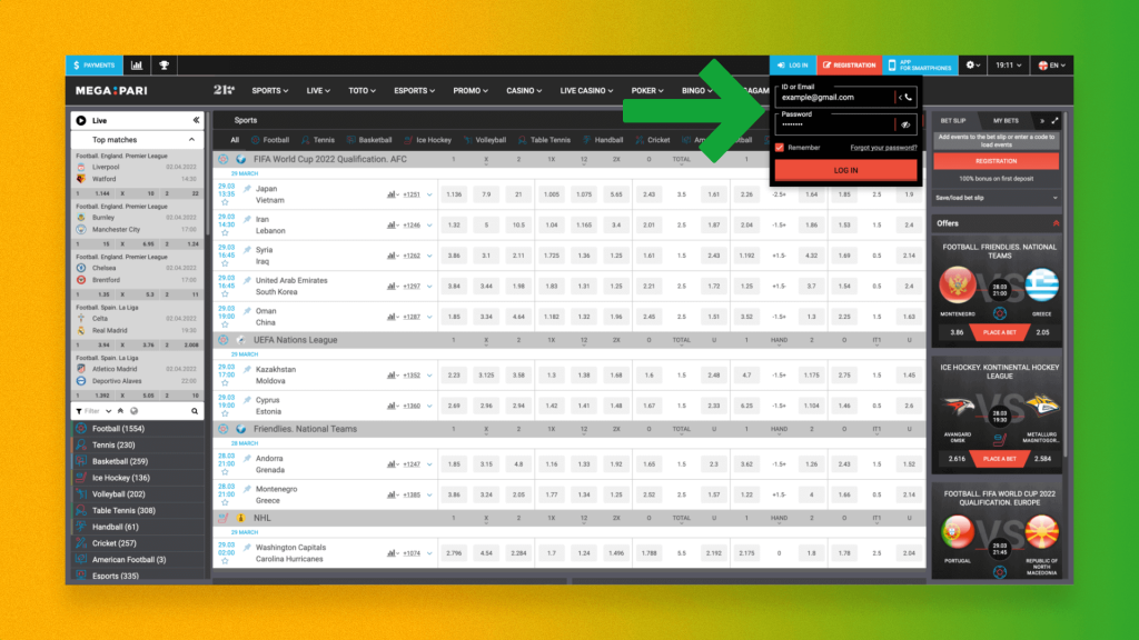 megapari login form