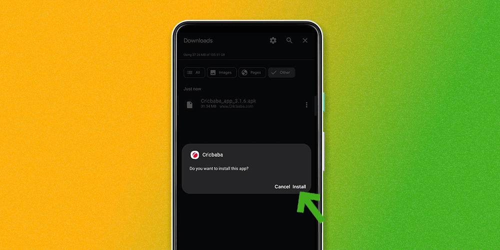 Locate the Cricbaba file in your download manager and click it to start the installation