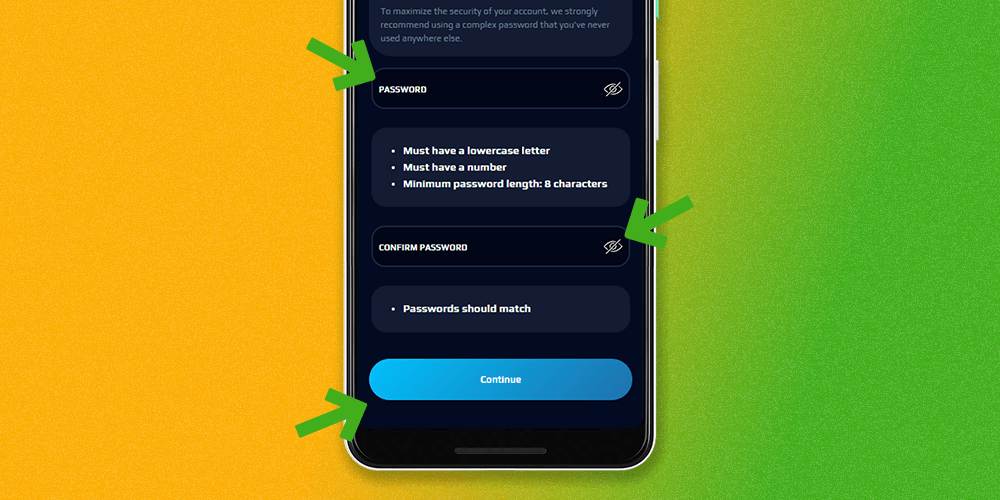 Following the NetBet registration steps you need to come up with a strong password