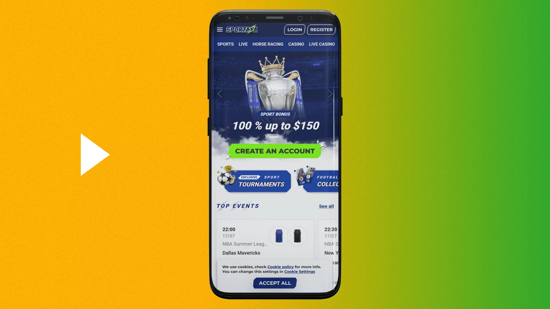 To download the Sportaza app Indian players should go to the mobile version of the website